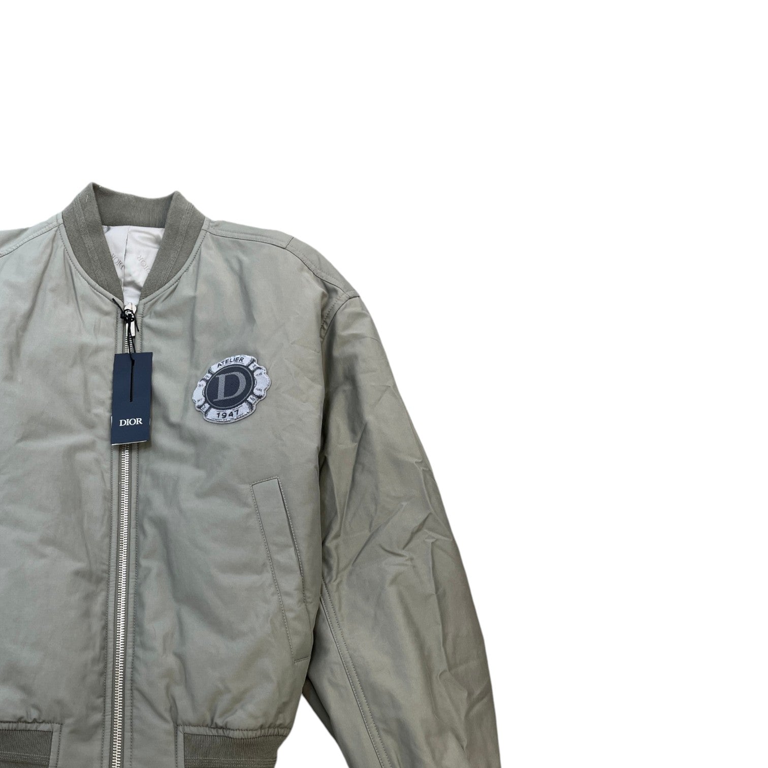 Dior Men's Atelier Embroidered Bomber Jacket Grey Size XL - Photo 3