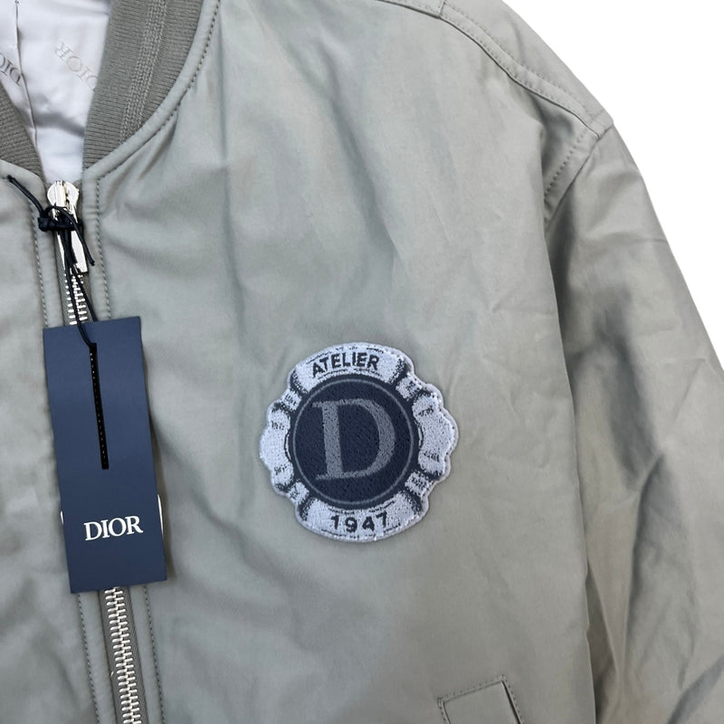 Dior Men's Atelier Embroidered Bomber Jacket Grey Size XL
