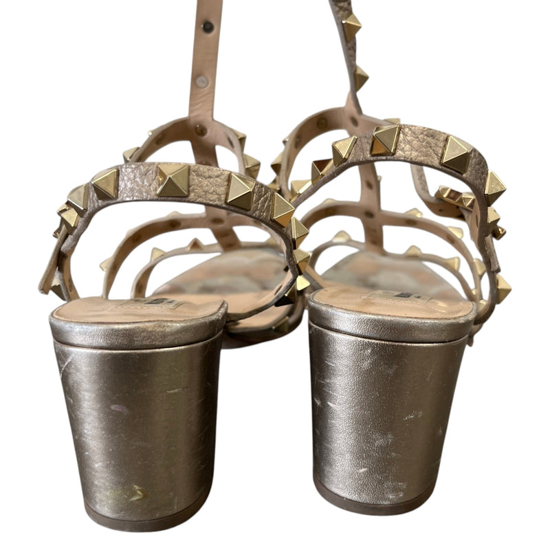Women's Rockstud Heels Beige Size UK 6 / EU 39