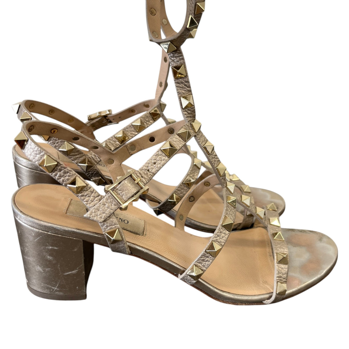 Women's Rockstud Heels Beige Size UK 6 / EU 39 - Photo 8