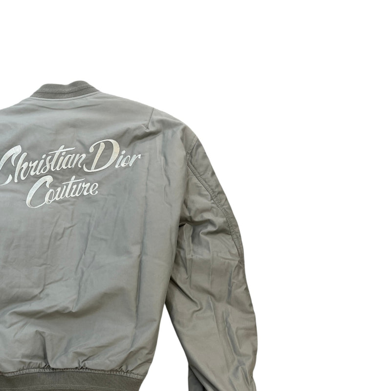 Dior Men's Atelier Embroidered Bomber Jacket Grey Size XL