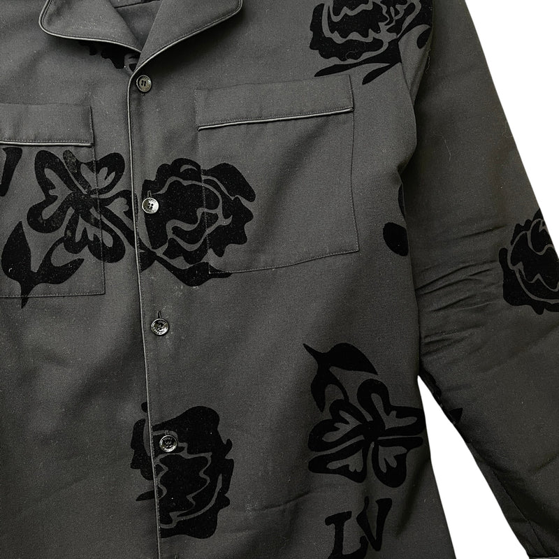 Men's Flower Flock OverShirt Black Size L