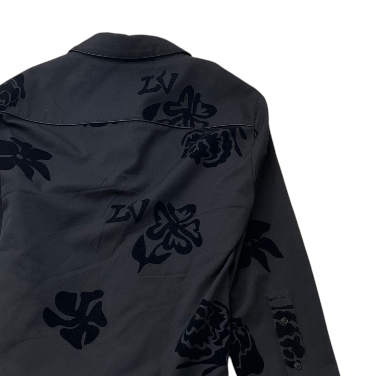 Men's Flower Flock OverShirt Black Size L - Photo 4