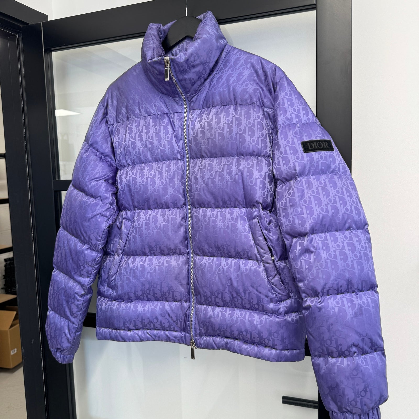 Men's Oblique Down Jacket Purple Size S - Photo 5