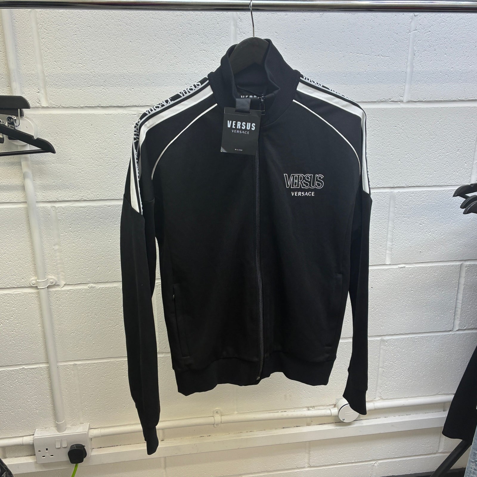 Men's Logo Tape Track Jacket Black Size M - Photo 6