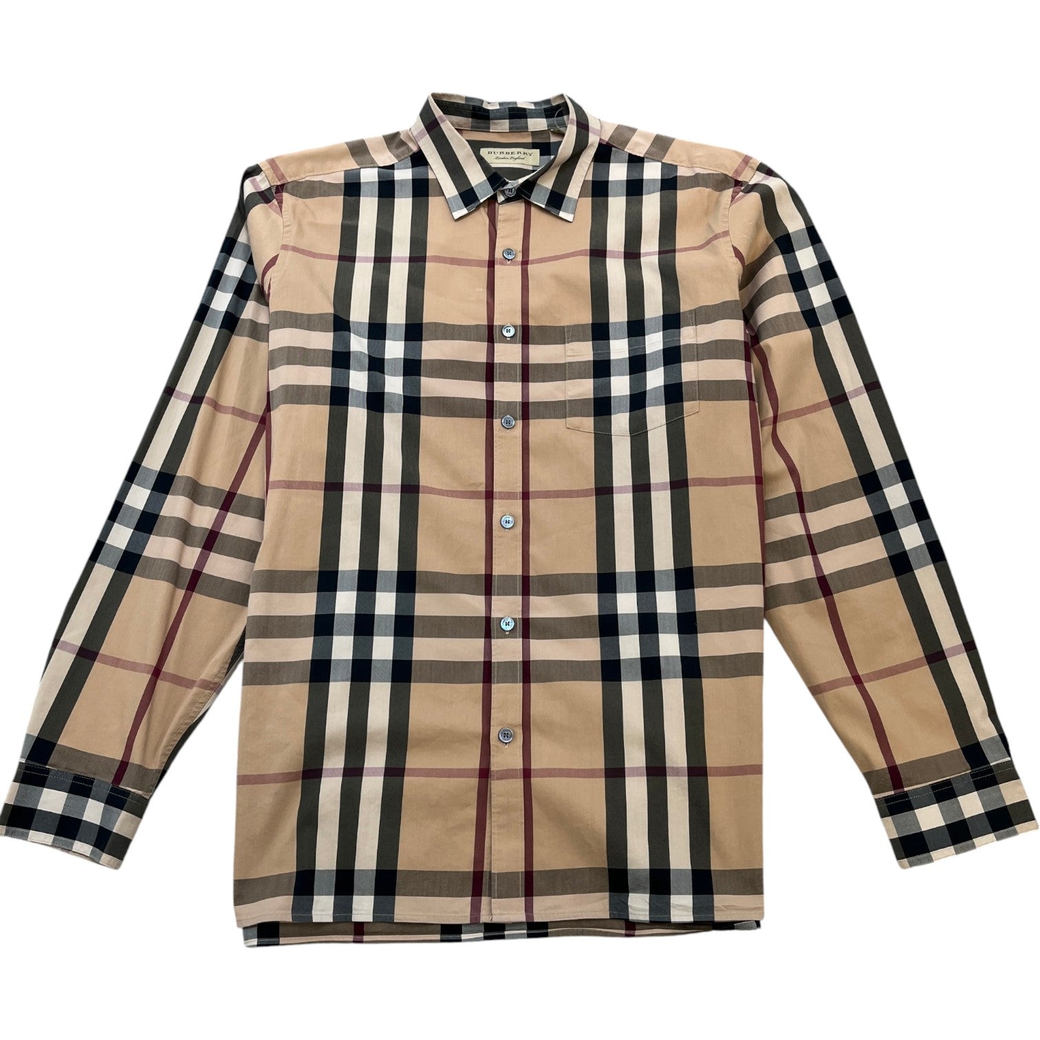 Burberry Men's Checkered Long Sleeve Shirt Beige Size XXL - Photo 1