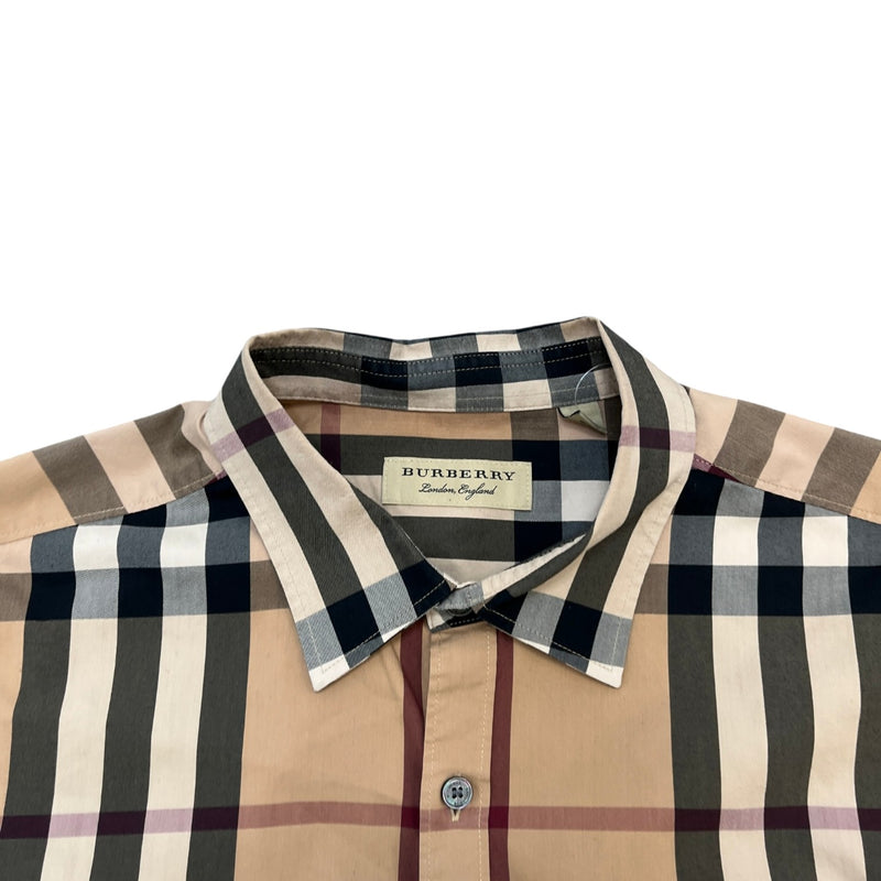 Burberry Men's Checkered Long Sleeve Shirt Beige Size XXL