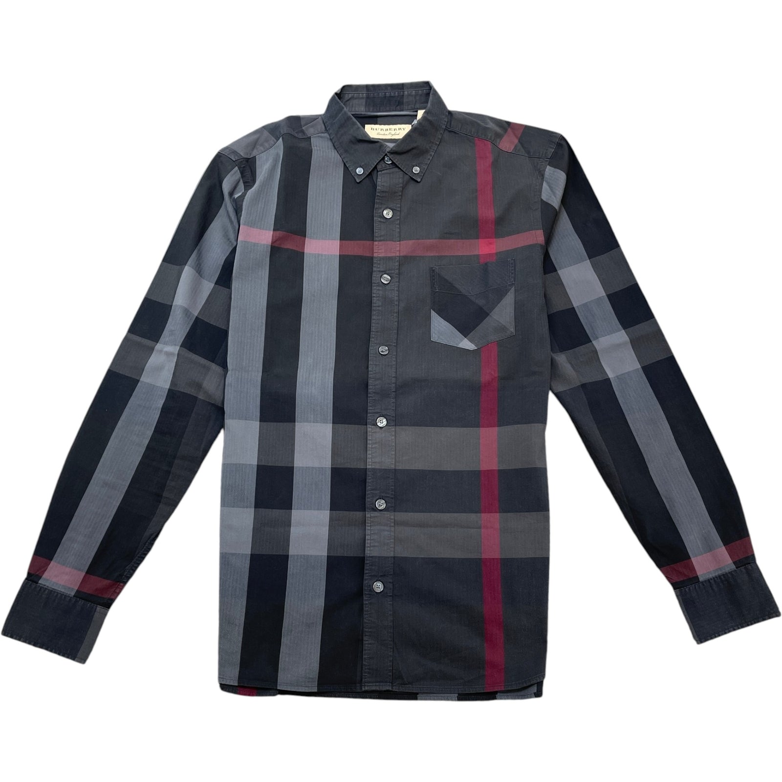 Men's Nova Check Long Sleeve Shirt Black Size S - Photo 1