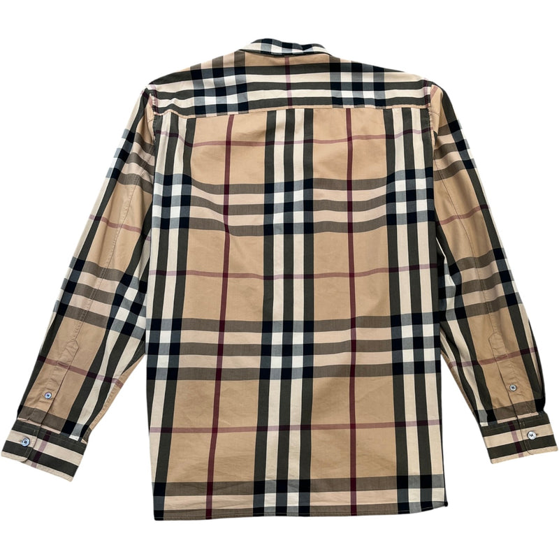 Burberry Men's Checkered Long Sleeve Shirt Beige Size XXL