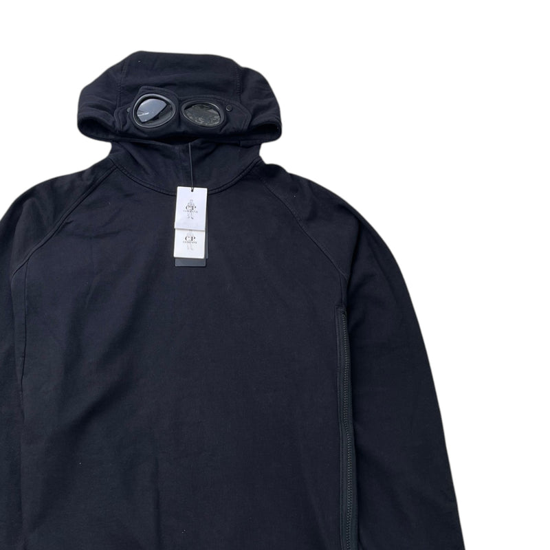 Men's Goggle Hooded Side Zip Hoodie Black Size XL