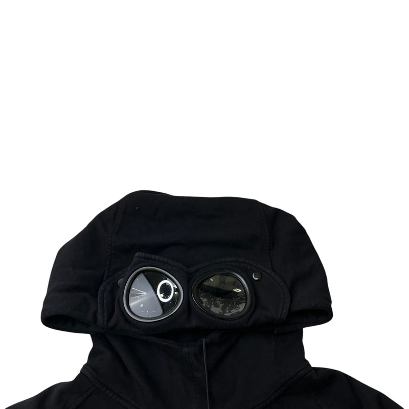 Men's Goggle Hooded Side Zip Hoodie Black Size XL