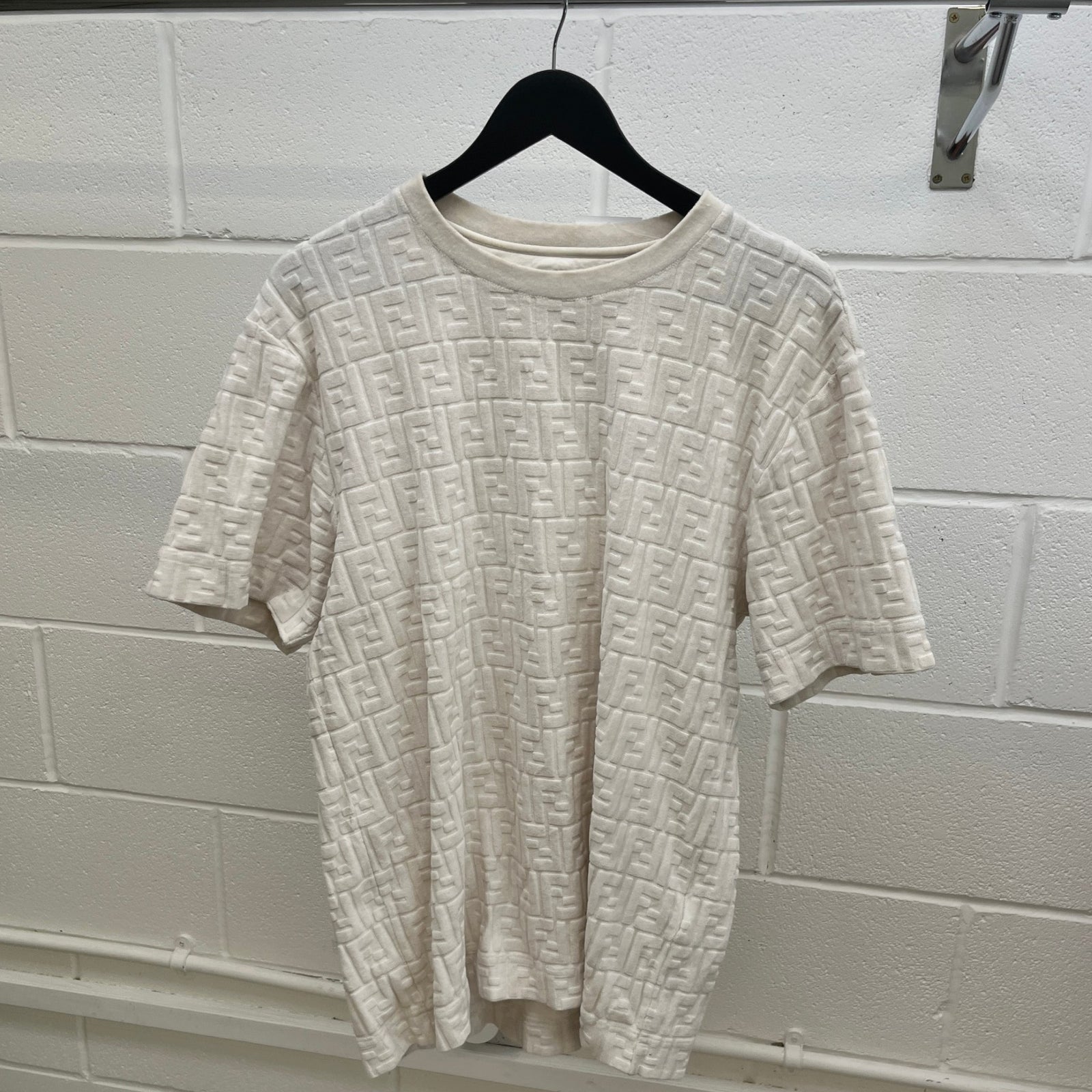 Men's Ff Monogram Terry T-Shirt White Size M - Photo 9