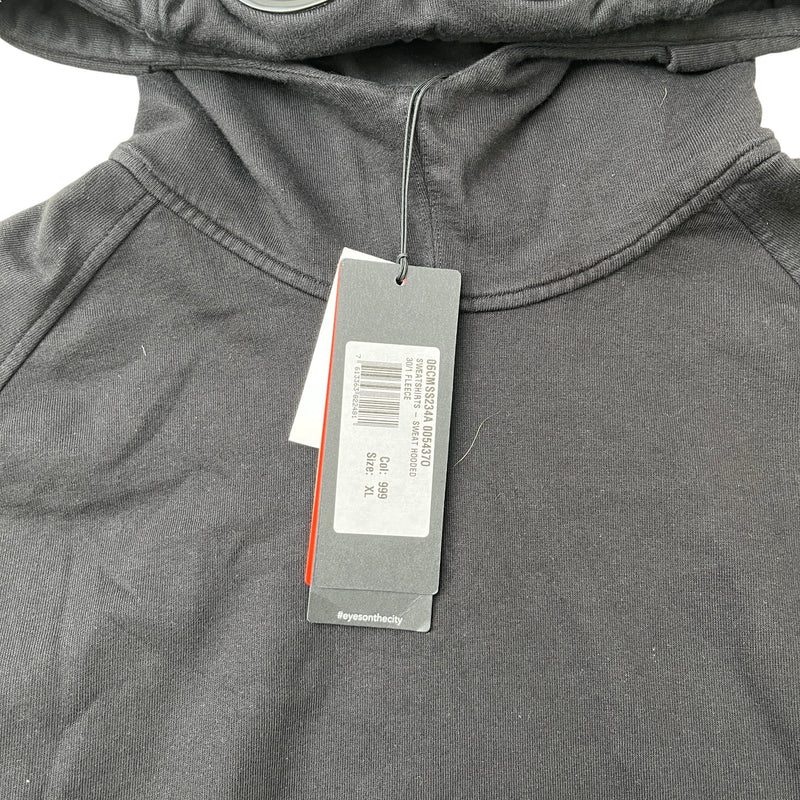 Men's Goggle Hooded Side Zip Hoodie Black Size XL