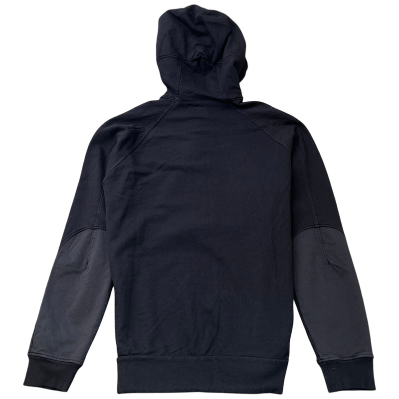 Men's Goggle Hooded Side Zip Hoodie Black Size XL