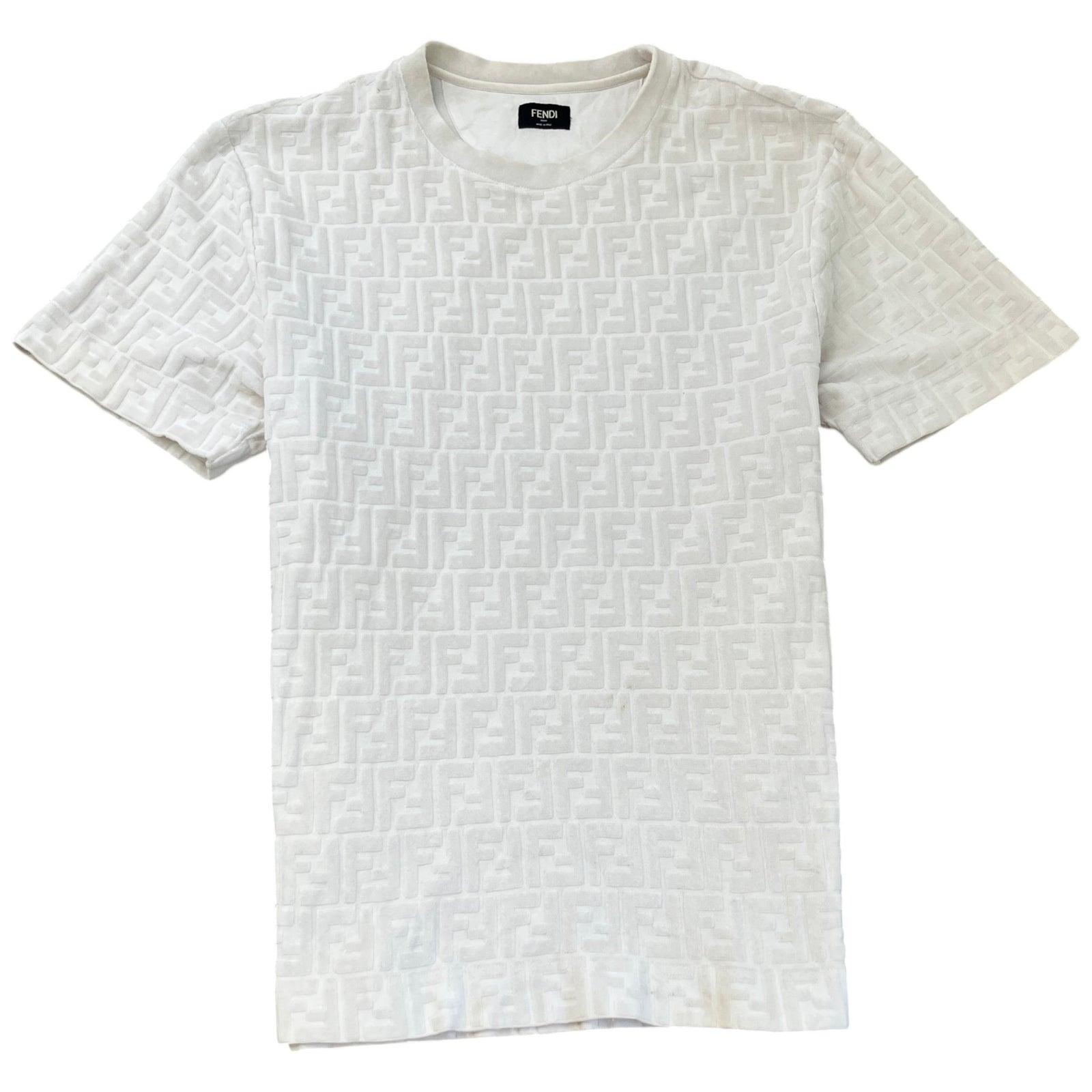 Men's Ff Monogram Terry T-Shirt White Size M - Photo 1