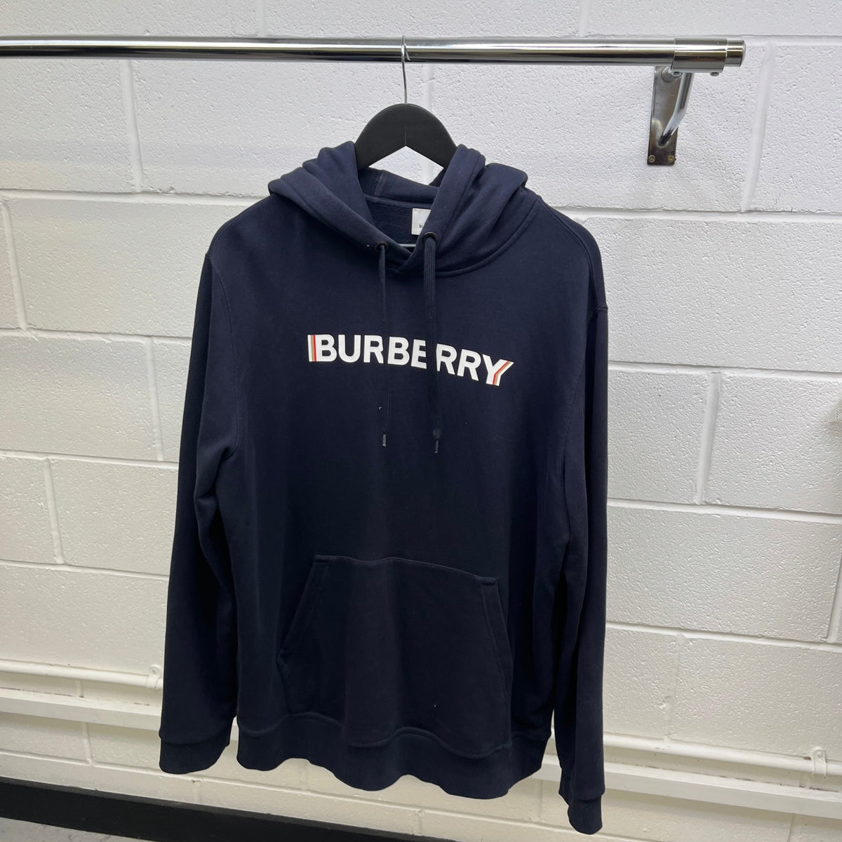 Men's Logo Print Hoodie Navy Size L - Photo 8