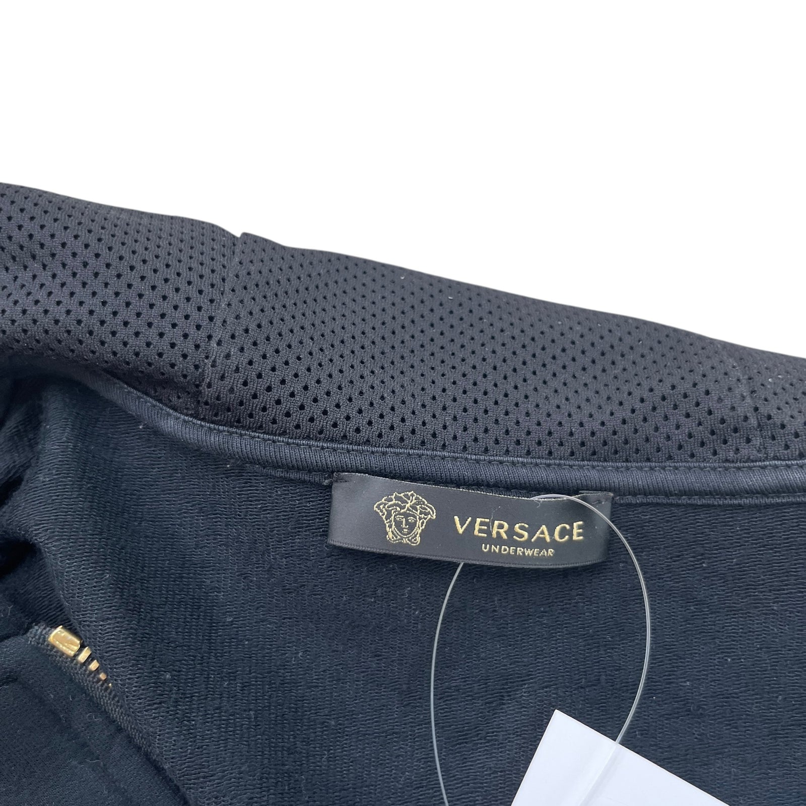 Men's Greek Key Hem Zip Up Hoodie Black Size M - Photo 8
