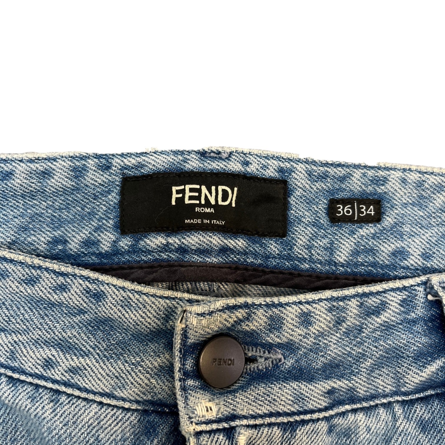 Fendi Men's FF Zucca Distressed Jeans Blue Size W36 - Photo 8