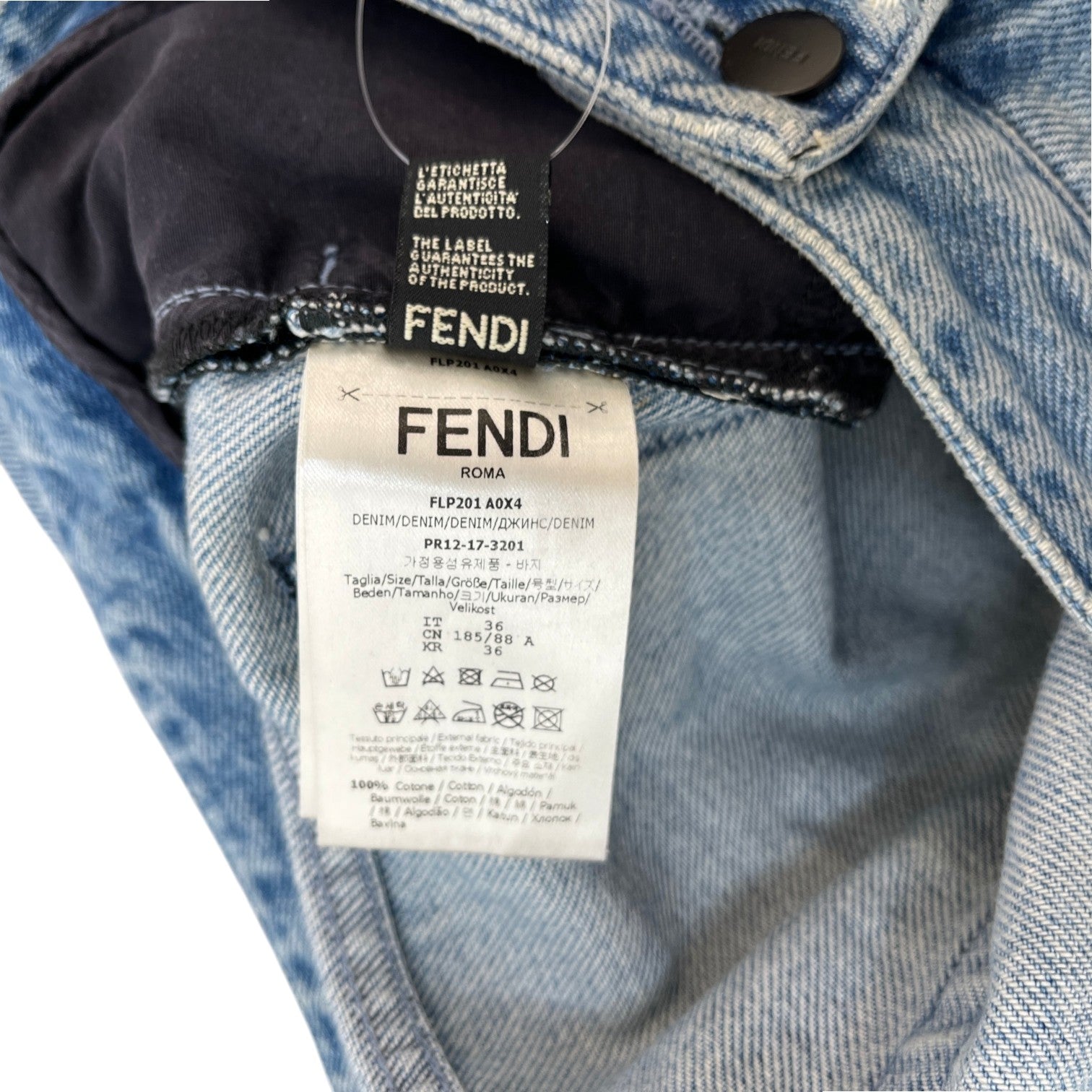 Fendi Men's FF Zucca Distressed Jeans Blue Size W36 - Photo 9