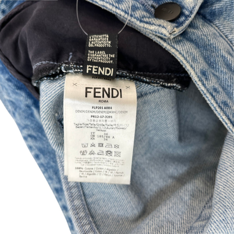 Fendi Men's FF Zucca Distressed Jeans Blue Size W36