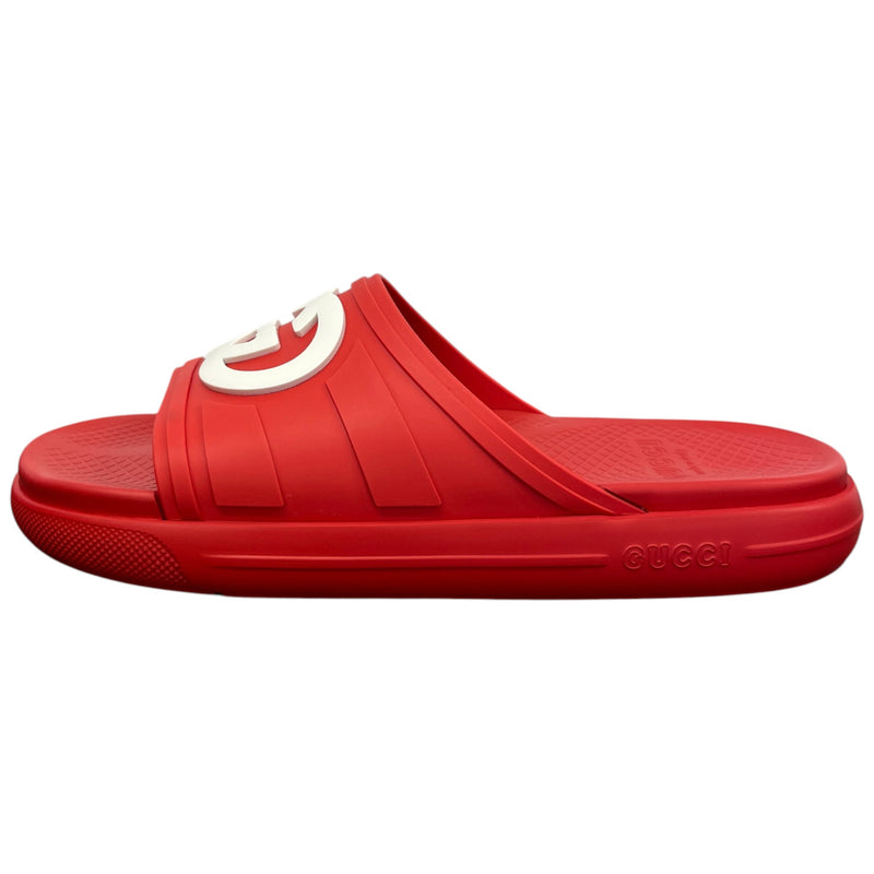 Men's Interlocking G Slides Red Size 9