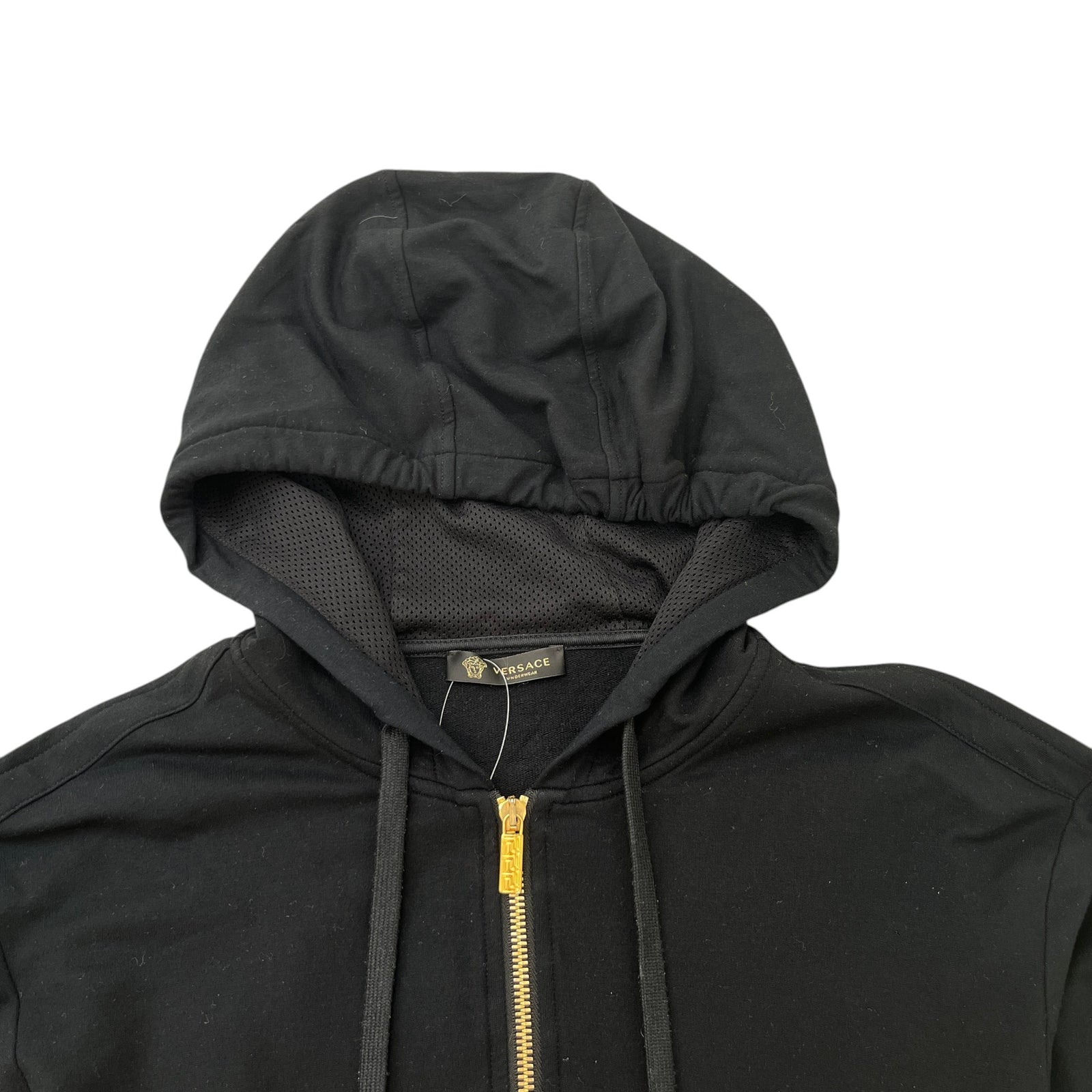 Men's Greek Key Hem Zip Up Hoodie Black Size M - Photo 5