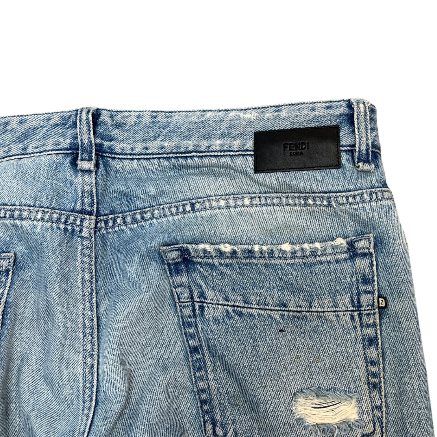 Fendi Men's FF Zucca Distressed Jeans Blue Size W36 - Photo 10