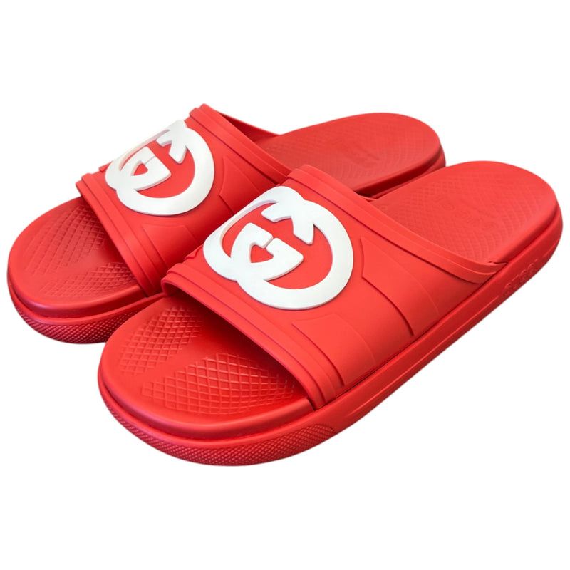 Men's Interlocking G Slides Red Size 9