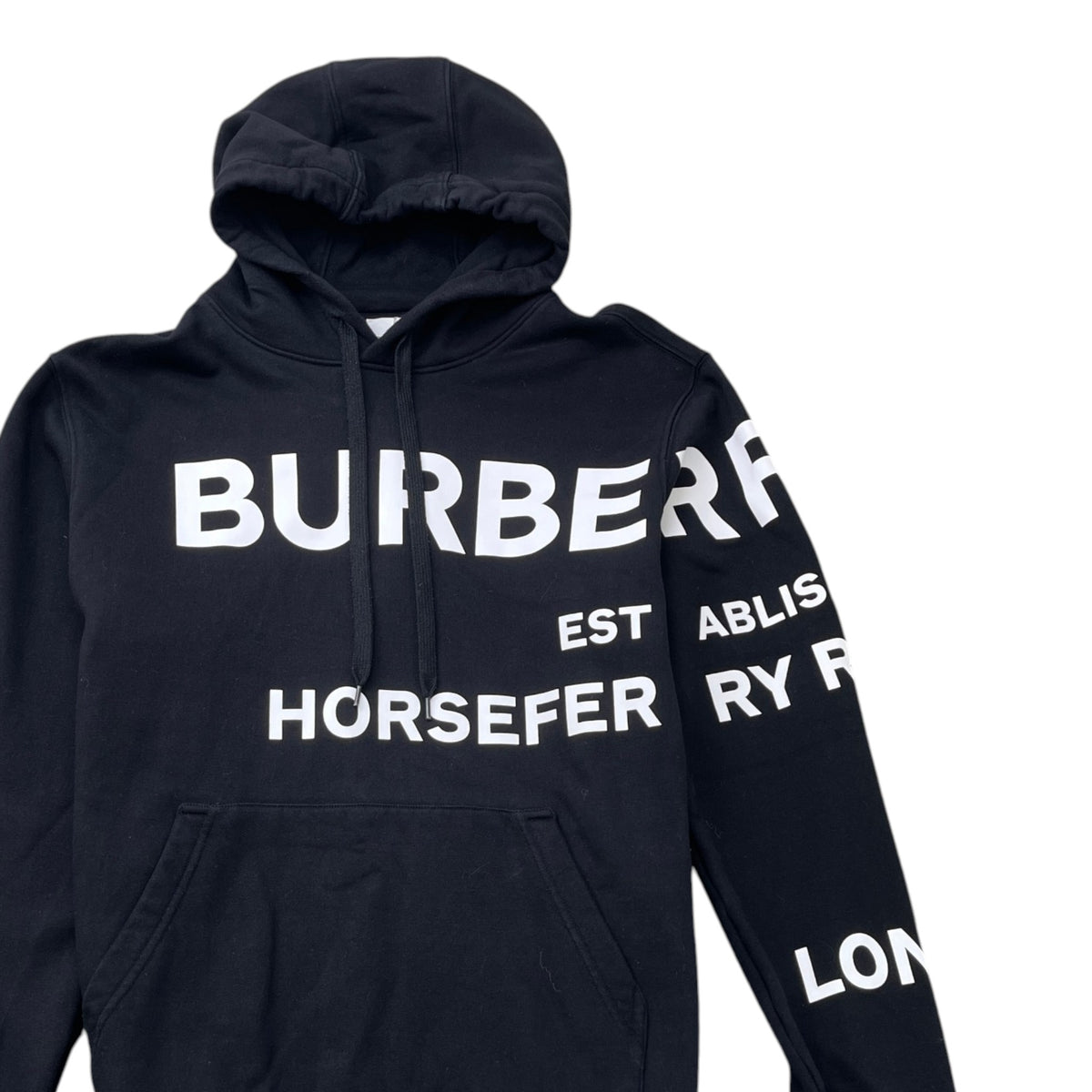 Men's Horseferry Print Cotton Hoodie Black Size L - Photo 3