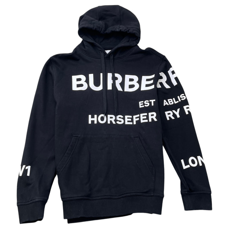 Men's Horseferry Print Cotton Hoodie Black Size L