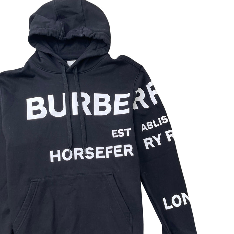 Men's Horseferry Print Cotton Hoodie Black Size L