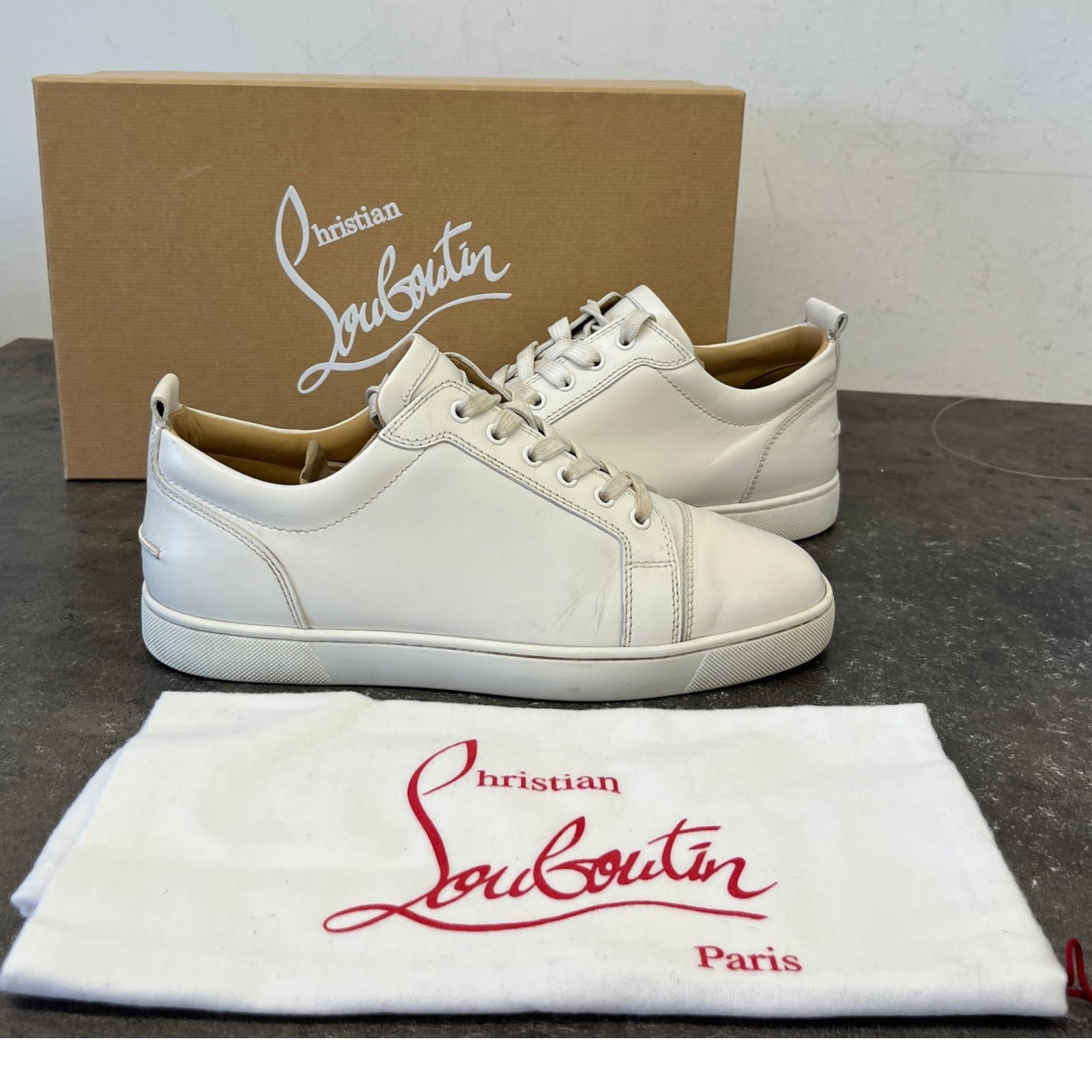 Men's Louis Junior Low Trainers Cream Size 9 - Photo 12