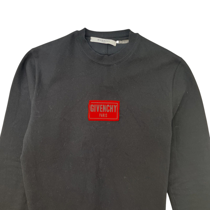 Men's Distressed Logo Patch Sweatshirt Black Size M