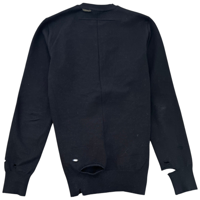 Men's Distressed Logo Patch Sweatshirt Black Size M