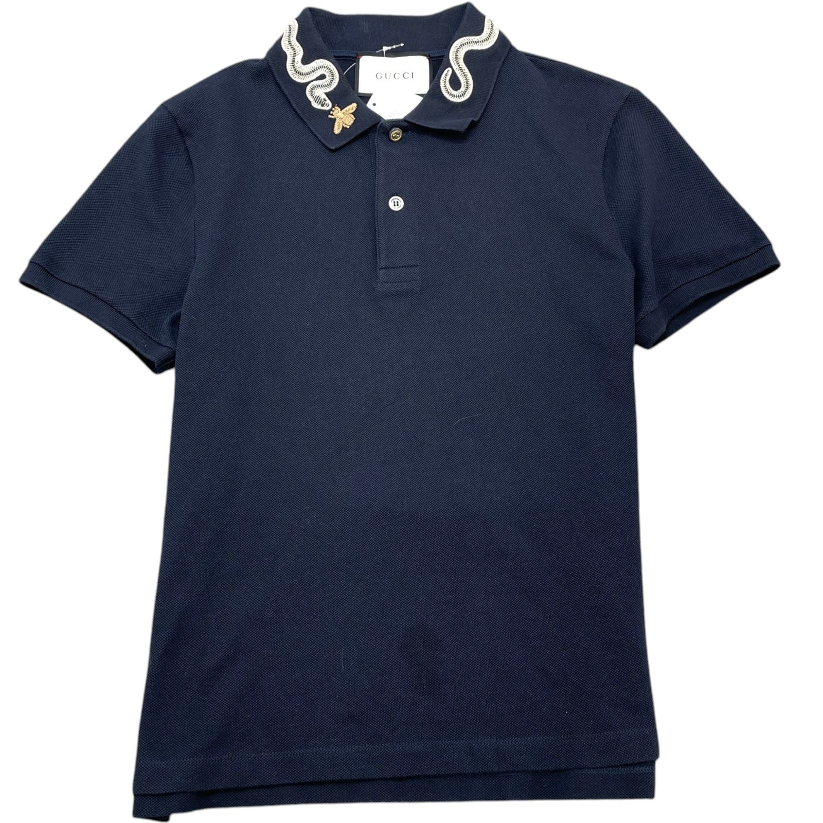 Men's Embroidered Collar Polo Shirt Navy Size M - Photo 1