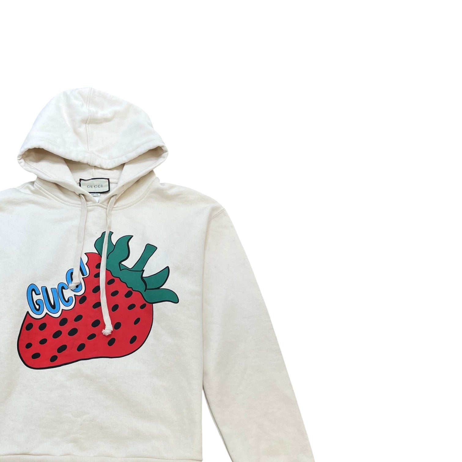 Gucci Men's Logo Print Hoodie Cream Size L - Photo 3