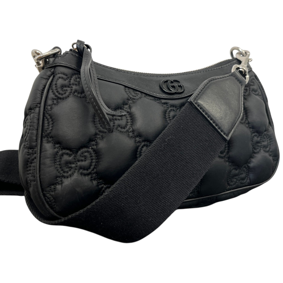 Women's Small GG Matelassé Crossbody Bag Black - Photo 4