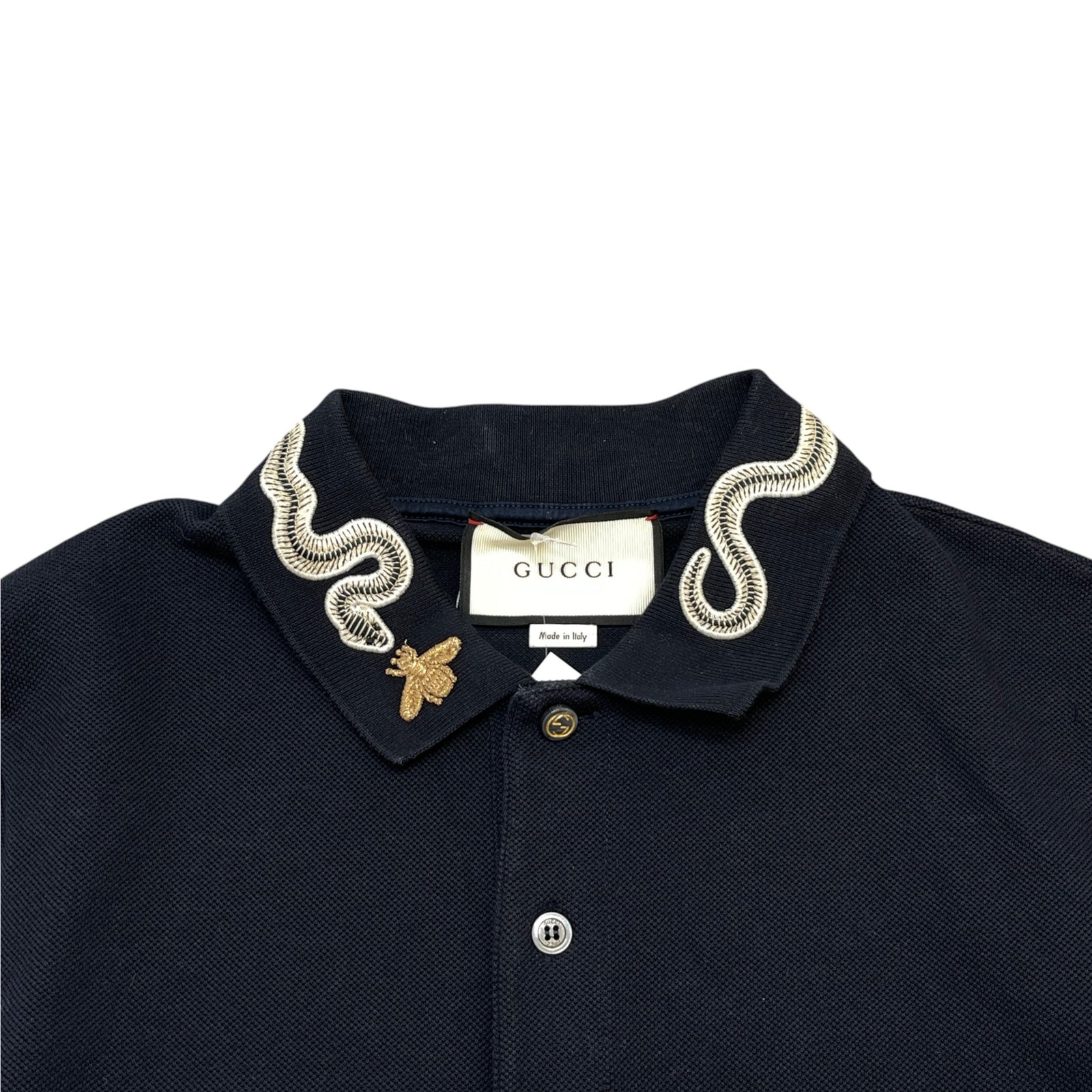Men's Embroidered Collar Polo Shirt Navy Size M - Photo 6