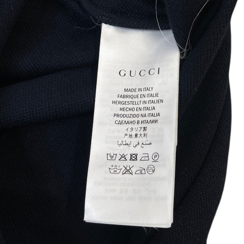 Men's Embroidered Collar Polo Shirt Navy Size M