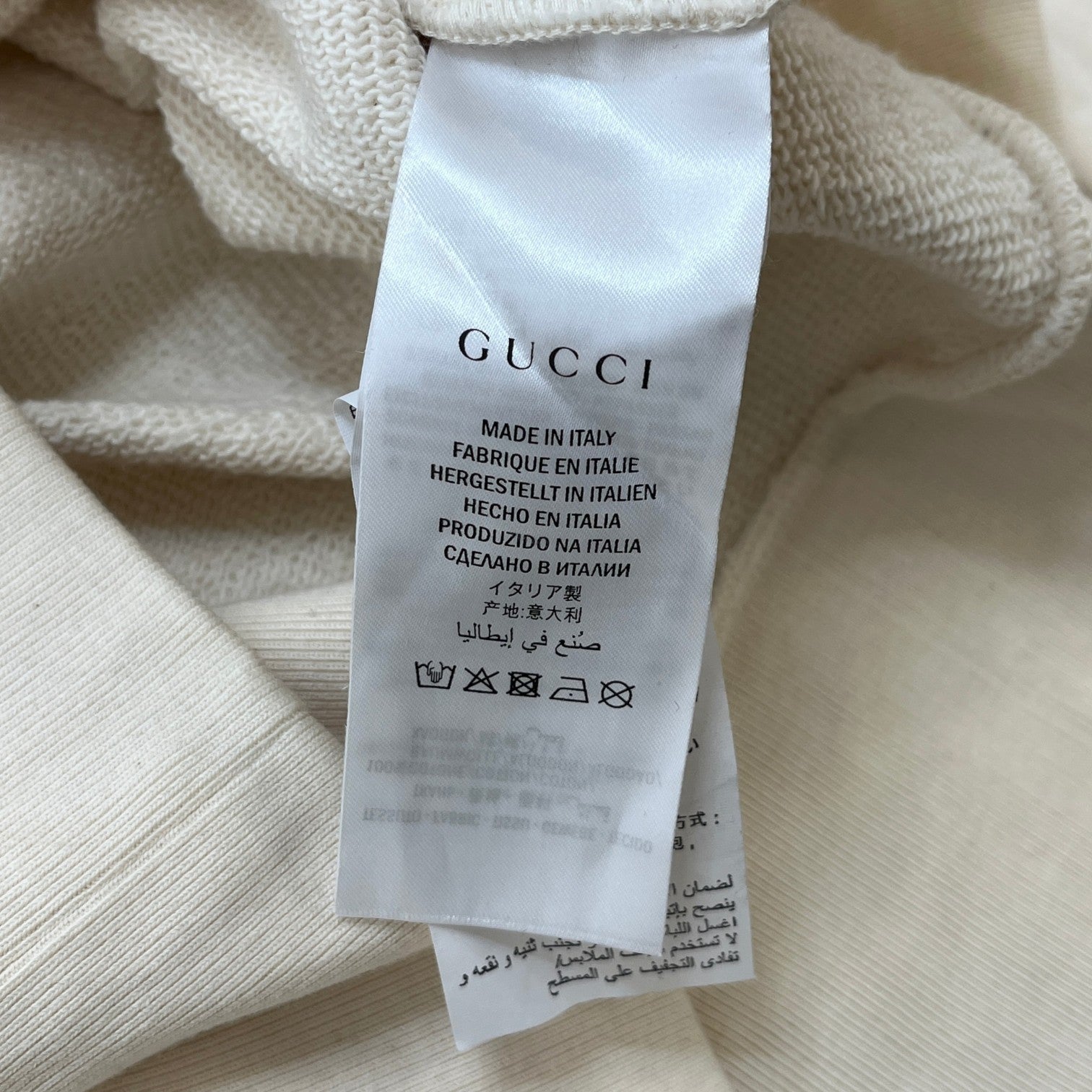 Gucci Men's Logo Print Hoodie Cream Size L - Photo 8