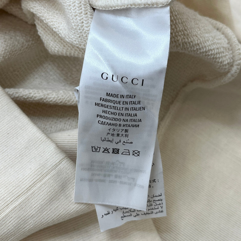 Gucci Men's Logo Print Hoodie Cream Size L