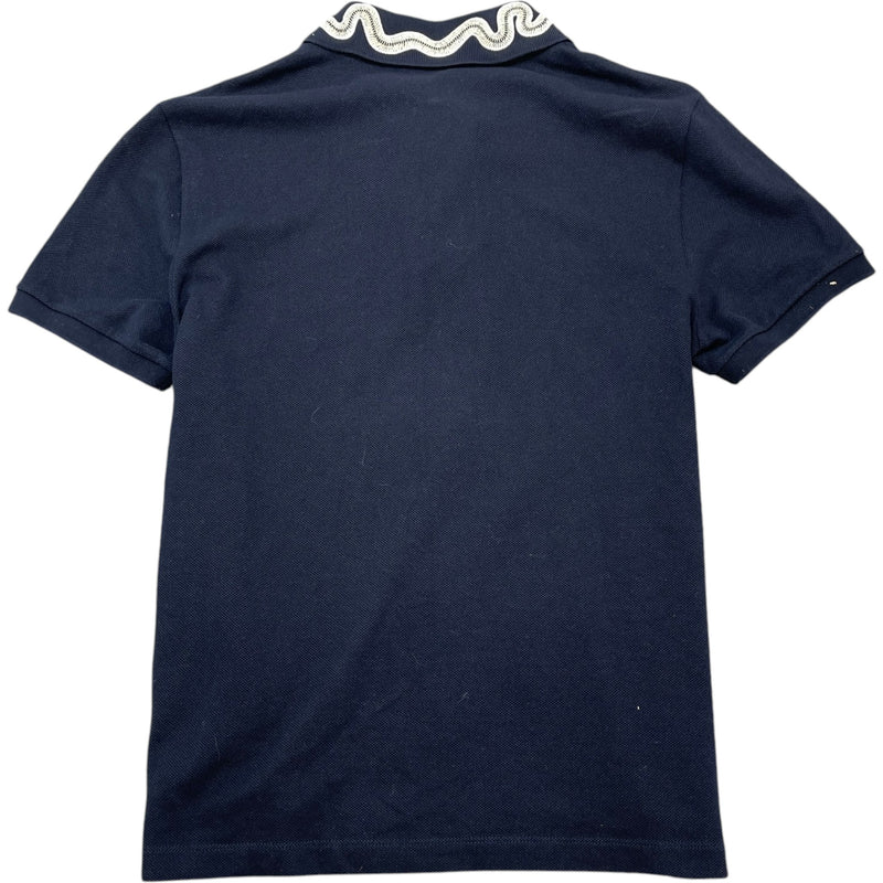 Men's Embroidered Collar Polo Shirt Navy Size M