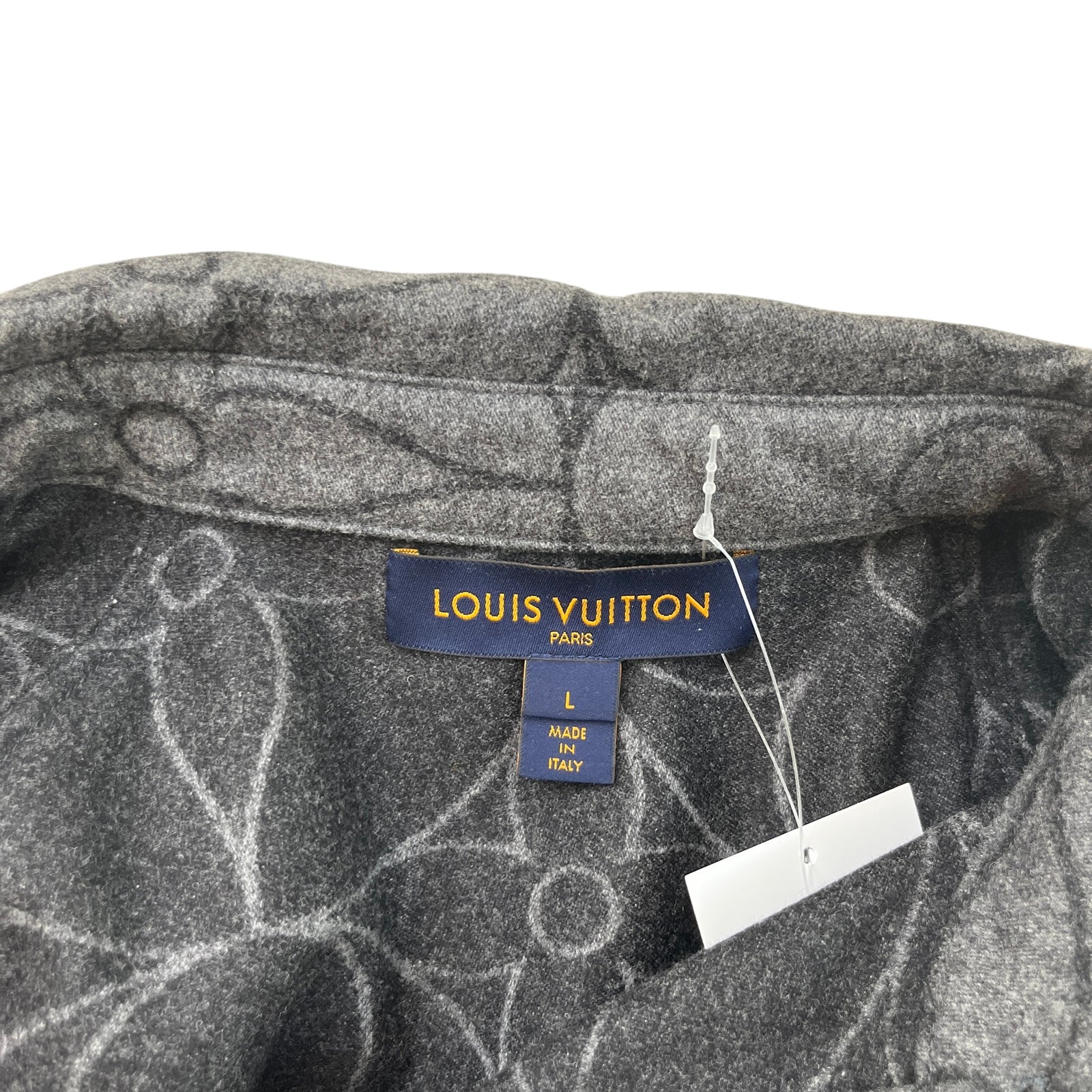 Men's Monogram Flower Flannel Shirt Grey Size L - Photo 8