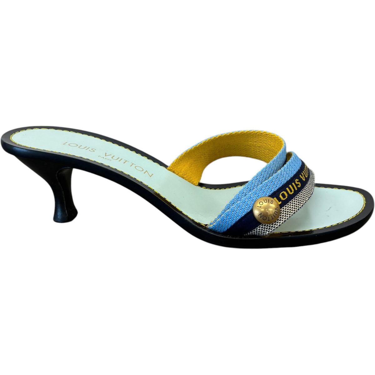 Women's Canvas Logo Slide Heels Blue Size UK 6 / EU 39 - Photo 1