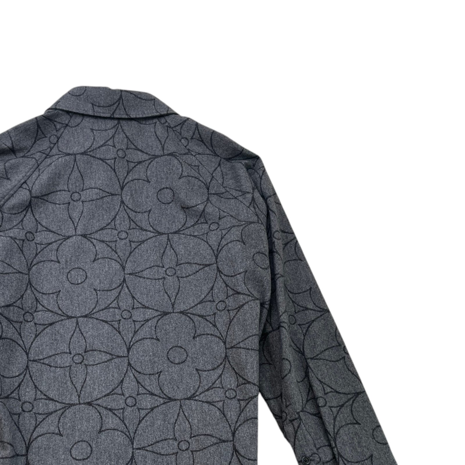 Men's Monogram Flower Flannel Shirt Grey Size L - Photo 4