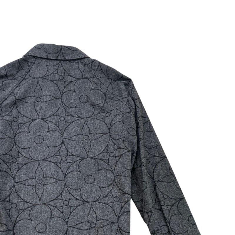 Men's Monogram Flower Flannel Shirt Grey Size L