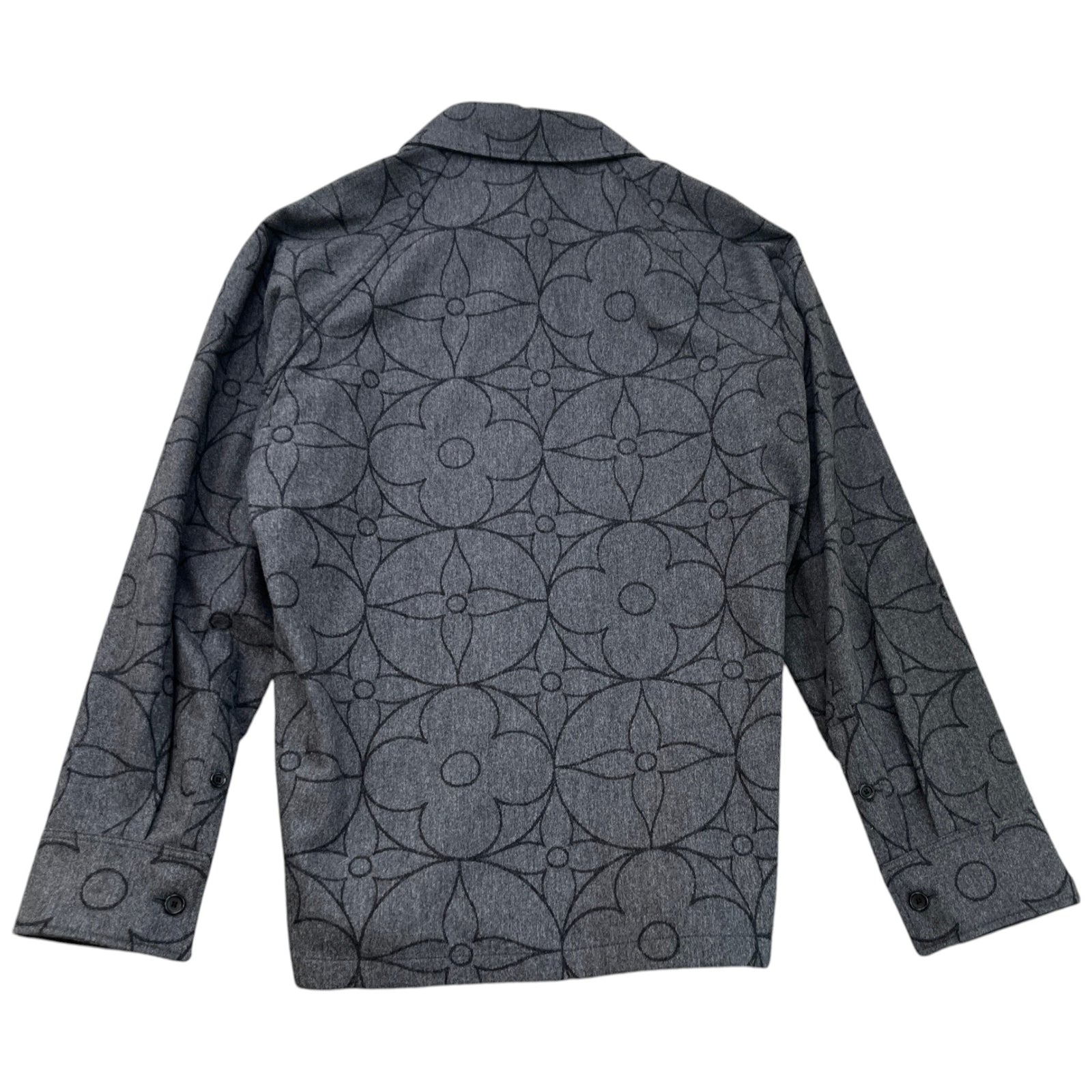 Men's Monogram Flower Flannel Shirt Grey Size L - Photo 2