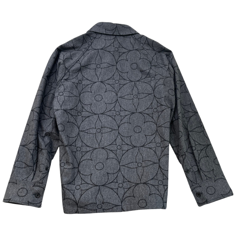 Men's Monogram Flower Flannel Shirt Grey Size L