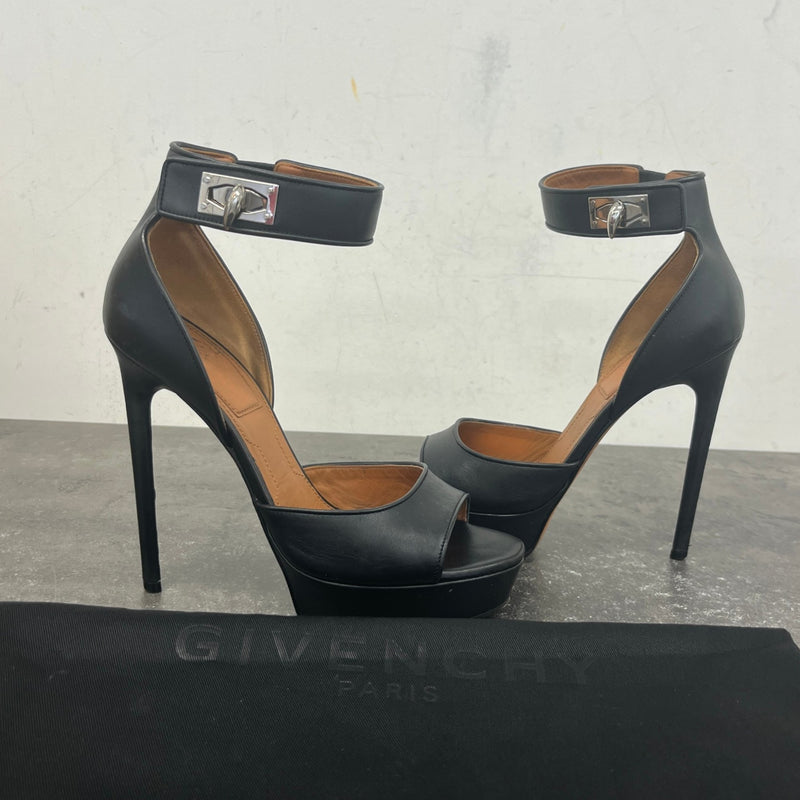 Women's Shark Tooth Ankle Heels Black Size UK 5.5 / EU 38.5