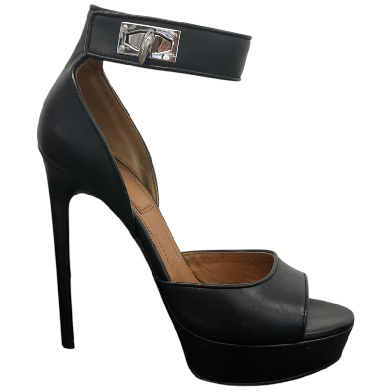 Women's Shark Tooth Ankle Heels Black Size UK 5.5 / EU 38.5